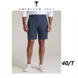 American Tall, Seersucker Shorts for Tall Men -Navy Blue & Off White -40/T. 1635